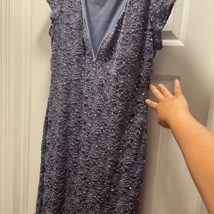 Connected Apparel Lace Dress in Gray